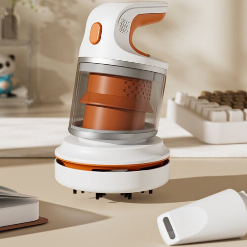 5.51" Cordless USB Rechargeable Mini Desktop Vacuum - Multi-Function Dust Cleaner for Keyboard/Pencil Shavings (Orange)
