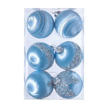 6-Piece Vintage Christmas Ball Ornaments - Light Blue Antique-Style Hanging Decor for Trees & Wreaths, Shatterproof Holiday Set