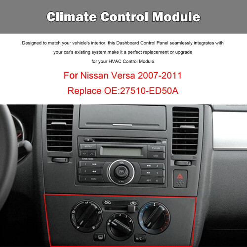 Car AC Control Switch Panel for Nissan Versa 2007-2011 OE:27510-ED50A, HVAC Control Module Button Assembly -black 1