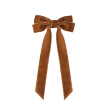 Velvet Ribbon Bows for Christmas Tree – 1 Pc Vintage Rustic Ornament, 7.09" Dark Brown, for Garland, Wreath, Gift Wrapping, DIY Decor