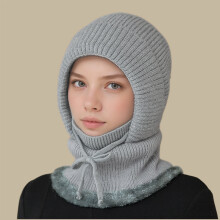 Willtoo Trendy Fall Winter Solid Fluff Hat Scarf 3-in-1 Light Windproof Mask Outdoor Commute Travel Hat for Women 2025 Gray