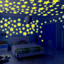 100PC Kids Bedroom Glow-in-the-Dark Fluorescent Stars Wall Stickers – Removable Ceiling Decor for Nurseries, Provides Night Light Effect