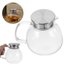 Clear Glass Teapot 20oz with Stainless Steel Lid, Borosilicate, Stovetop-Safe, for Loose/Blooming Tea – Compatible with All Stovetops