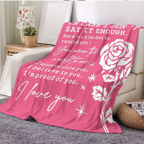 Pink Rose Print Soft Throw Blanket 50x60 inches 1