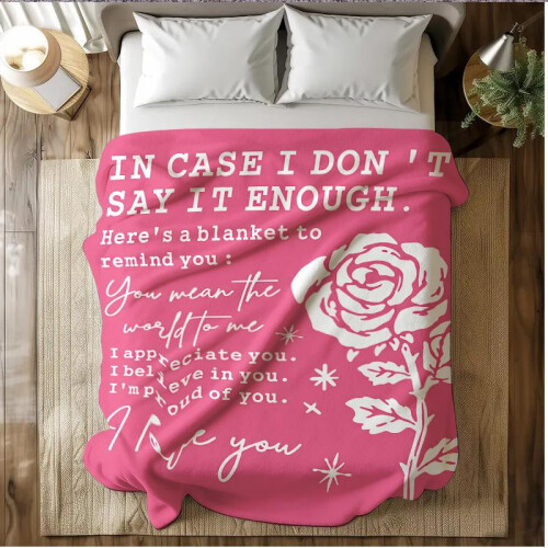 Pink Rose Print Soft Throw Blanket 50x60 inches 2