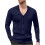 Ανδρικό Μονόχρωμο Πλεκτό Ζακέτα με V-Neck, Σχέδιο Ζακάρ, Μακρυμάνικο Πουλόβερ, 2