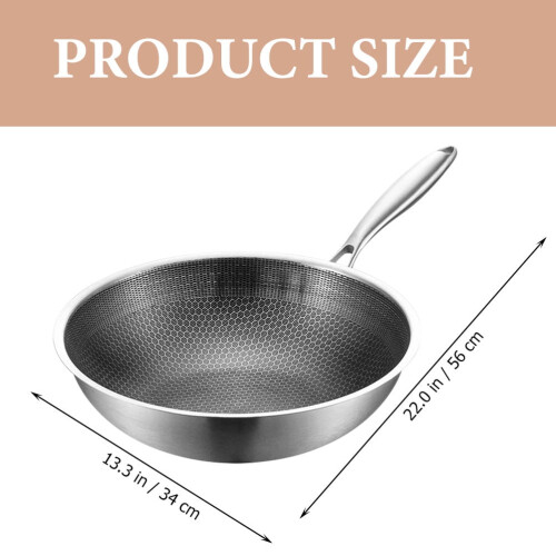 Stainless Wok Nonstick Round Bottom Easy to Clean 1Pack 2
