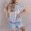 Children's Cotton-Linen Tops with Vertical Stripes and 3