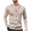 Ανδρικό Μονόχρωμο Πλεκτό Ζακέτα με V-Neck, Σχέδιο Ζακάρ, Μακρυμάνικο Πουλόβερ, 2