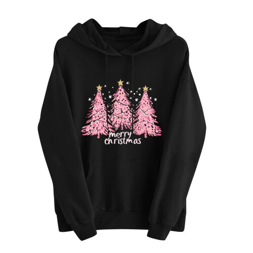 Women's Christmas Print Hoodie Fleece Pullover 1