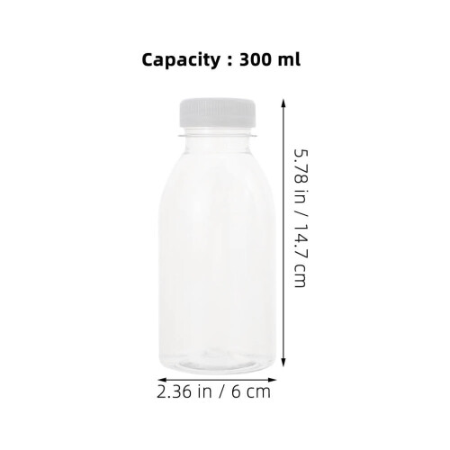 τεμάχια διαφανή μπουκάλια χυμού 300 ml με καπάκια, συμβατά με κρύα ροφήματα, γάλα 1