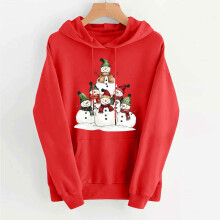 Damen-Hoodie mit Weihnachtsprint, langärmelig, kuschelig, aus Fleece, locker geschnitten, lässiges Streetwear-Sweatshirt