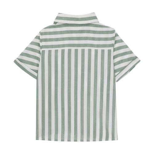 Blusas infantis de algodão e linho, listras verticais e camisas clássicas com lapela. 2