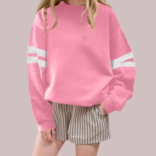 Kids Fleece Hoodie with Pockets and White Striped Sleeves