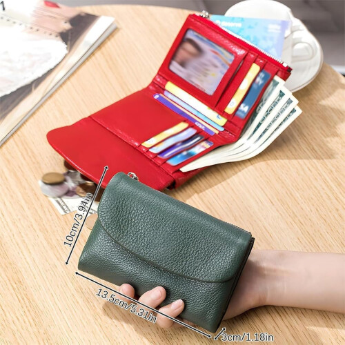 Unisex Real Leather RFID Wallet with Dual Zippers 1