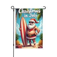 Bandiera da giardino di Babbo Natale a luglio, 31,75 x 45,75 cm, bifacciale, decorazione estiva per esterni, 1 bandiera