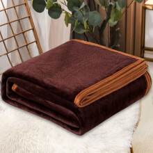 King Size Soft Flannel Fleece Blanket, 200x230cm, Plain Color, Winter Warm, Coral Velvet, Picnic & Aviation Use, Coffee
