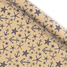 70x50cm Retro Blue Grid Wave & Sea Star Wrapping Paper – Compatible with DIY, Birthday, Valentine's Day Gifts