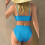 Women's Two-Piece Swimsuit Set Slim Fit Solid Color 3