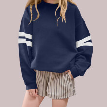 Kids Fleece Hoodie with Pockets and White Striped Sleeves