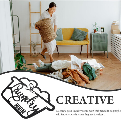 Décoration unique pour suspendre le linge - Panneau de buanderie chic en fer forgé 1
