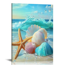 Starfish Shells Canvas Wall Art, Canvas Prints Wall Art for Living Room Bathroom Bedroom Office, Art Print Painting for Home Decorations - 16x20in