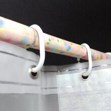 Lot de 12 crochets en plastique pour rideau de douche, anneaux en forme de C, noirs et blancs, transparents.