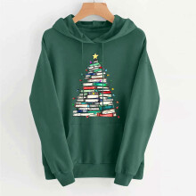 Damen-Hoodie mit Weihnachtsprint, langärmelig, kuschelig, aus Fleece, locker geschnitten, lässiges Streetwear-Sweatshirt