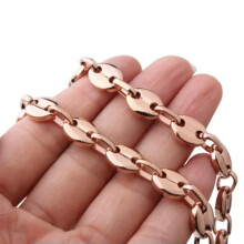 Urocze wielokolorowe łańcuszki ze stali nierdzewnej z ogniwami w kształcie ziaren kawy dla mężczyzn i kobiet, bransoletka 7 cali, 11 mm,