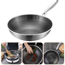Stainless Wok Nonstick Round Bottom Easy to Clean 1Pack