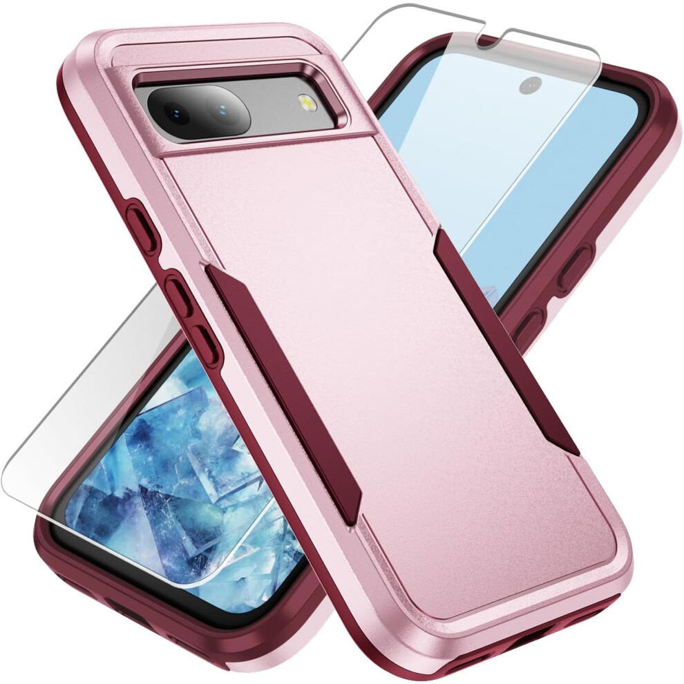 Heavy Duty Rugged Shockproof Cell Phone Case For Google Pixel 8A, Pink 9170372281718