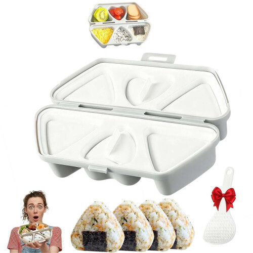 2 τεμάχια τριγωνικό καλούπι Onigiri 6 σε 1 για μπάλες ρυζιού Musubi Sushi & φυκιών – Γρήγορη