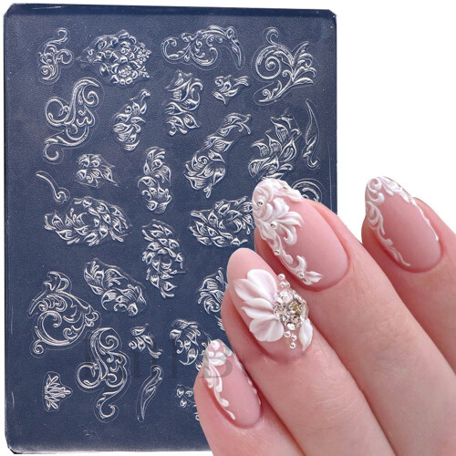 Nails Art Silicone Mold Beautiful 3D Nails Casting Molds Embossed Nails Stencils Sculpture 1