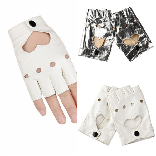 Fingerless Motorcycle Gloves PU Leather Punk Style 1