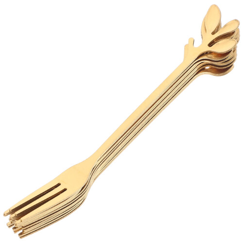 10 τεμάχια σετ πιρουνιών επιδόρπιου Gold Mini Leaf, κομψά πιρούνια επιδόρπιου από