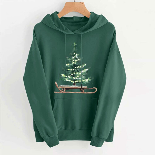 Damen-Fleecepullover mit Weihnachtsprint
