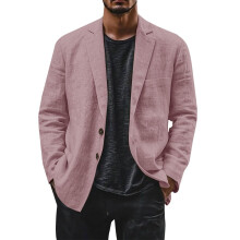 Lapel Men's Sport Coat Blazer Men's Slim Fit Solid Color Casual Long Sleeve Notch Lapel Suit Jacket Lightweight Breathable Business Formal Outwear