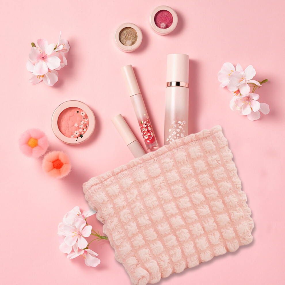 Pink Cute Luxury Travel Makeup Bag For Women Â Aesthetic Cosmetic & Toiletry Organizer Pouch, Portable Purse-Sized
