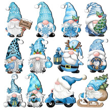 Wooden Ornaments Blue Scandinavian 12-Piece