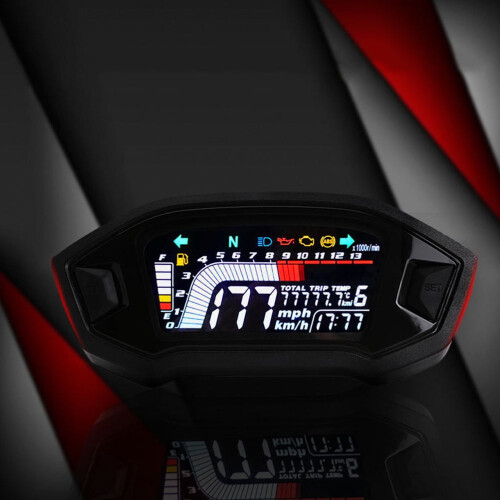 Digital Lcd Motorcycle Speedometer Abs Black 1Set 7.9X5.9X3.1In 2