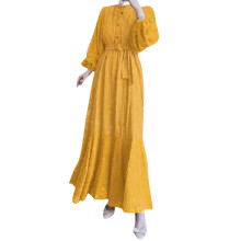 Elegant Women's Long Robe Solid Color Dress Fashionable Abaya Garment