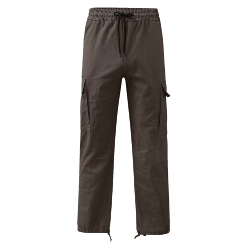 Παντελόνι Cargo Plus Size για άνδρες, μονόχρωμο, casual, με πολλαπλές τσέπες, για υπαίθριες 1