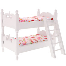 Letto a castello in legno con scaletta, scala 1:12