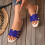 Ciabatte basse da donna in PU blu con strass, taglia 38EU 7