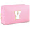 Preppy leren waterdichte make-uptas met initialen 1