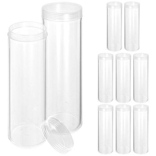 10pcs Clear Plastic Coin Storage Tubes Dust Protection 1