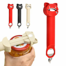 Multi-Functional Magnetic Can Opener, Red, Retractable & Adjustable, Stainless Steel, Bottle Cap Opener, Compatible with Weak Hands & Seniors
