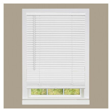 1" Vinyl Cordless Room Darkening Blinds, 64L x 33W", Manual Pull-Up, Blackout Privacy, White, Ceiling/Outside Mount
