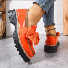 Women's orange loafers with bow and platform, EU 36, 1 pair