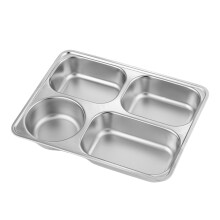 Plateau repas 4 compartiments en acier inoxydable pour la maison, la cantine scolaire et le bureau - Assiette à déjeuner pour adultes et enfants